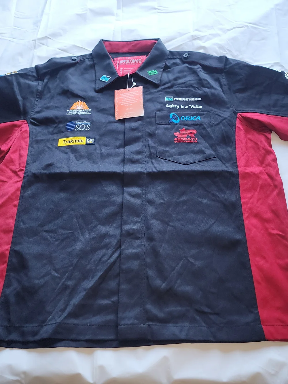 AMOLONGO Men's Industrial Work Shirt Black/ RED Size 3L New!!!!...